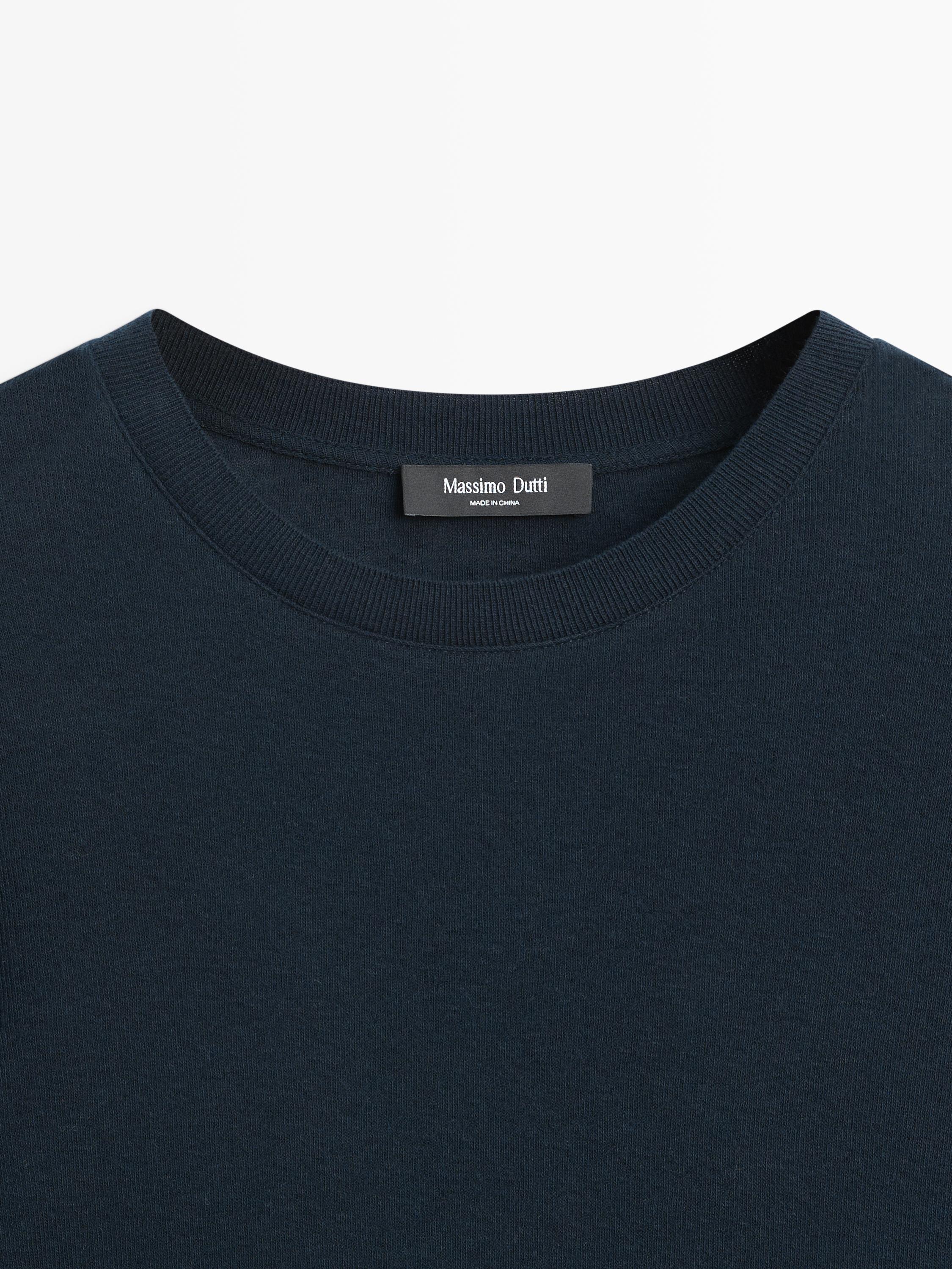 Long-sleeve cotton blend T-shirt